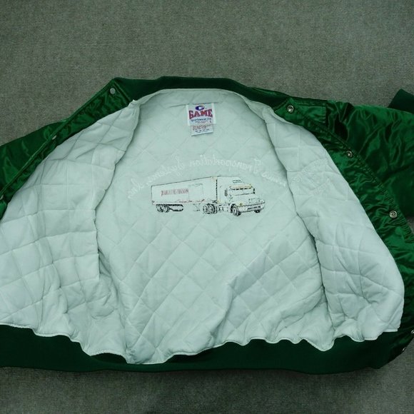 Vintage Ames Transportation Systems Green Bomber Nylon  jacket Sz Medium M - Picture 7 of 9